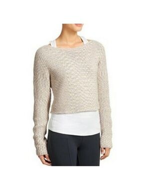 Athleta Cropped Crew Sweater in Cream